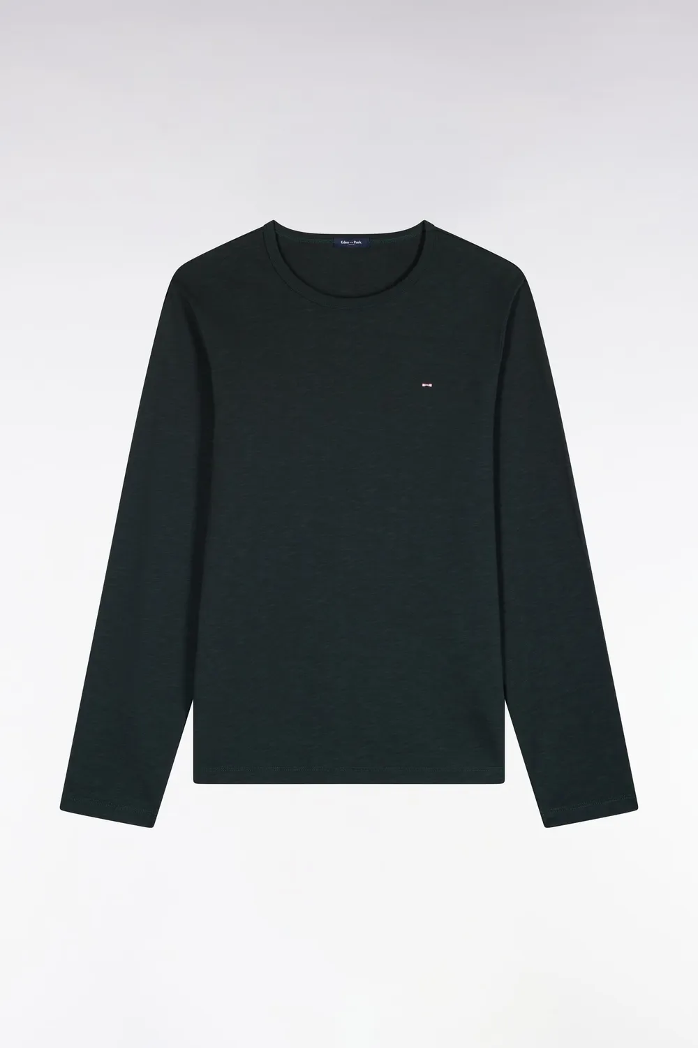 Eden Park t-shirt vert foncé coton homme manches longues