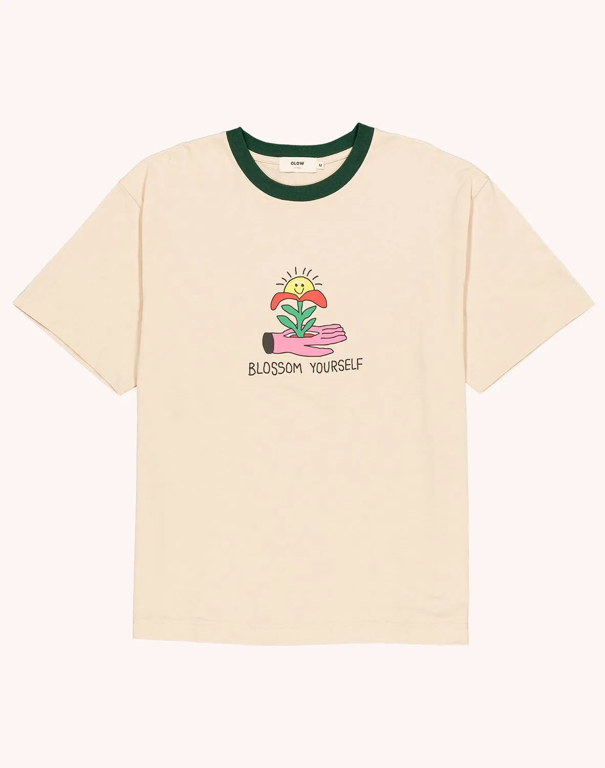 OLOW Blossom Yourself t-shirt crème ample vert