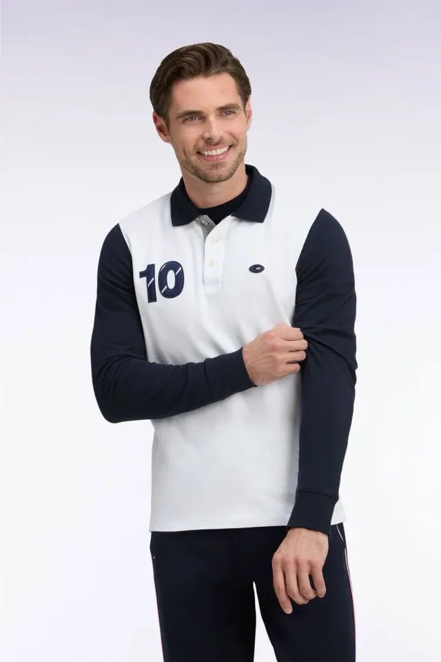 Eden Park XV France polo blanc manches longues coton