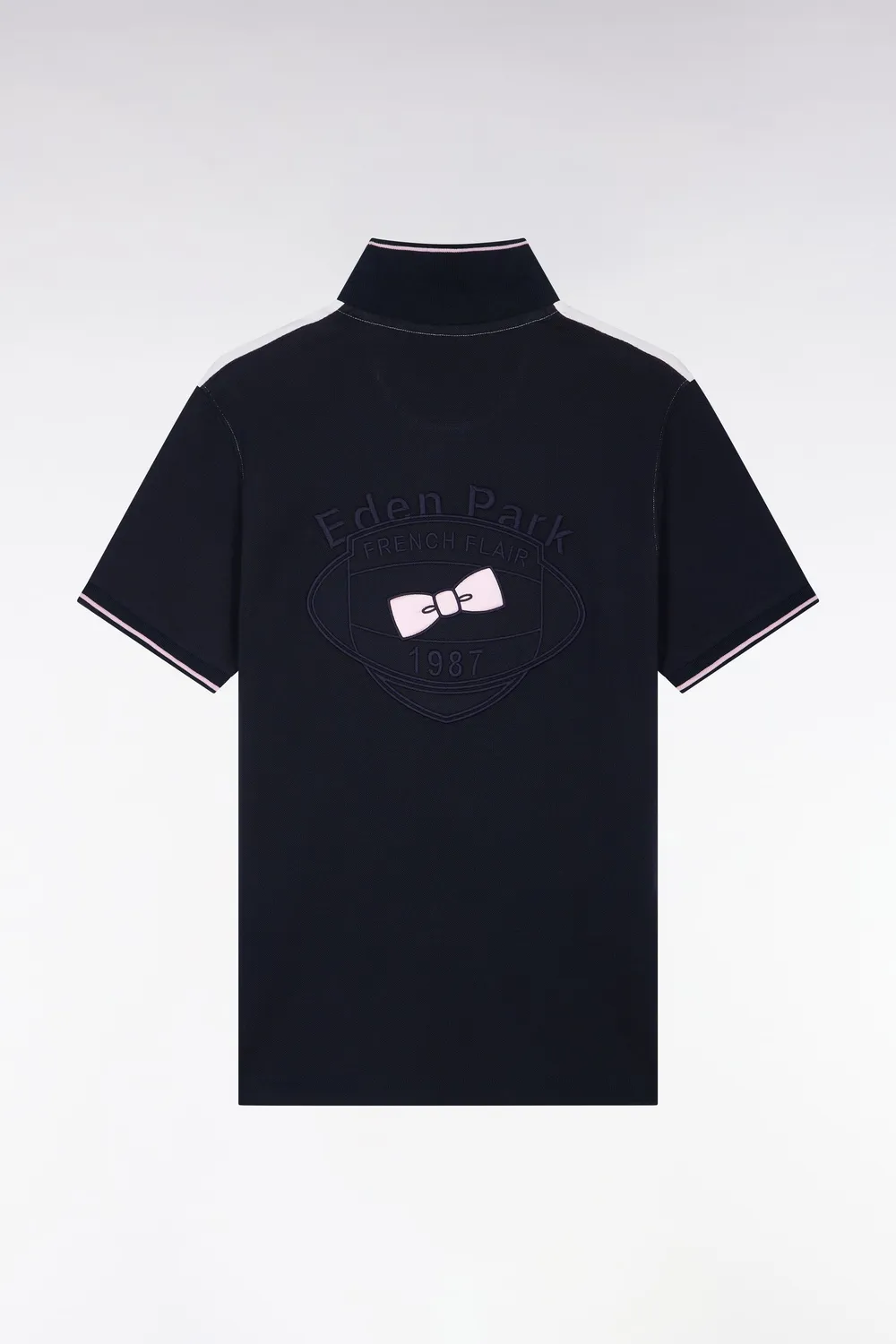 Eden Park polo piqué coton blanc marine dos brodé