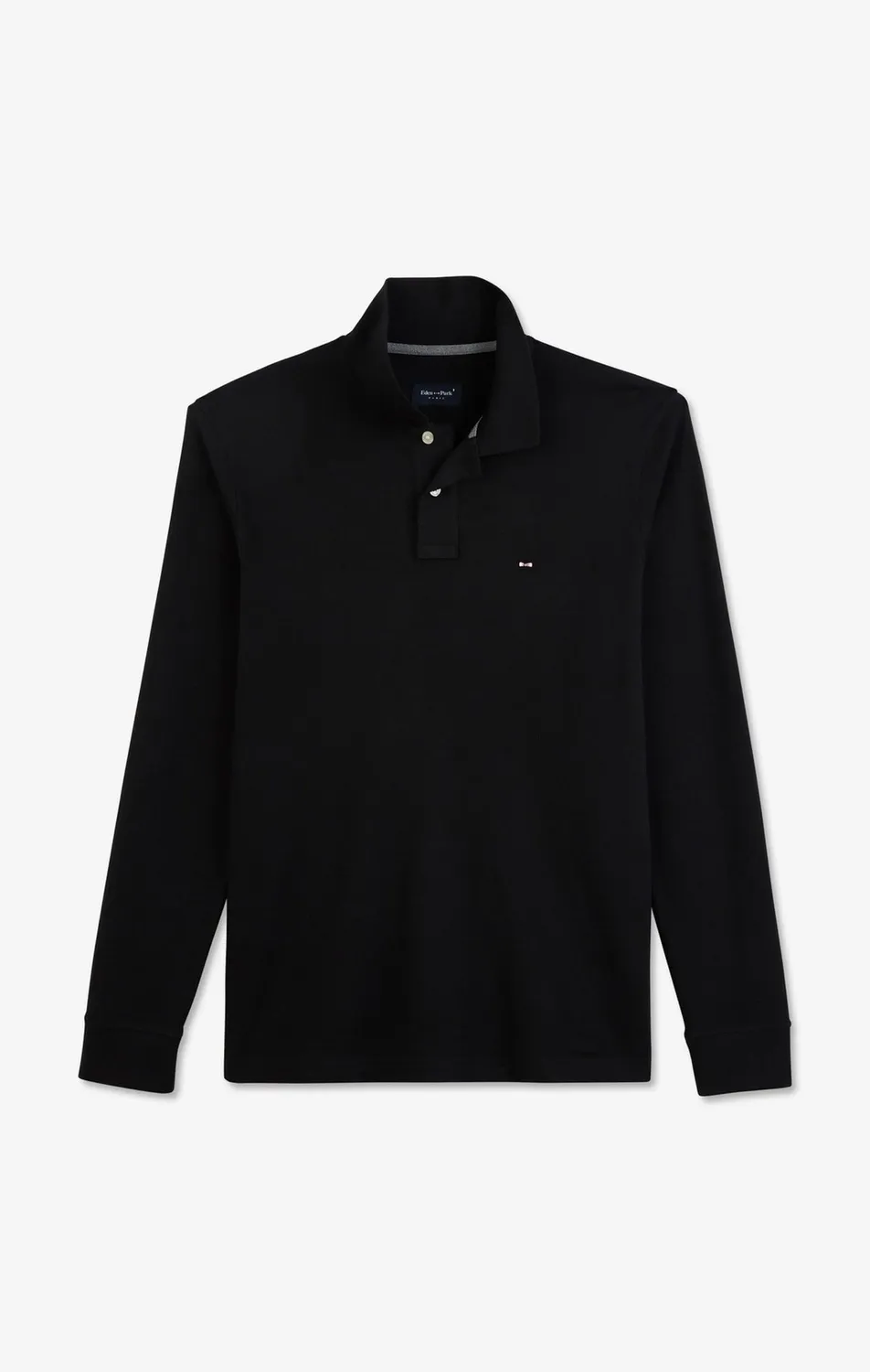 Eden Park polo manches longues noir coton stretch homme