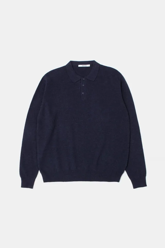 Edmmond Studios Wool Polo Plain Navy polo laine bleu marine