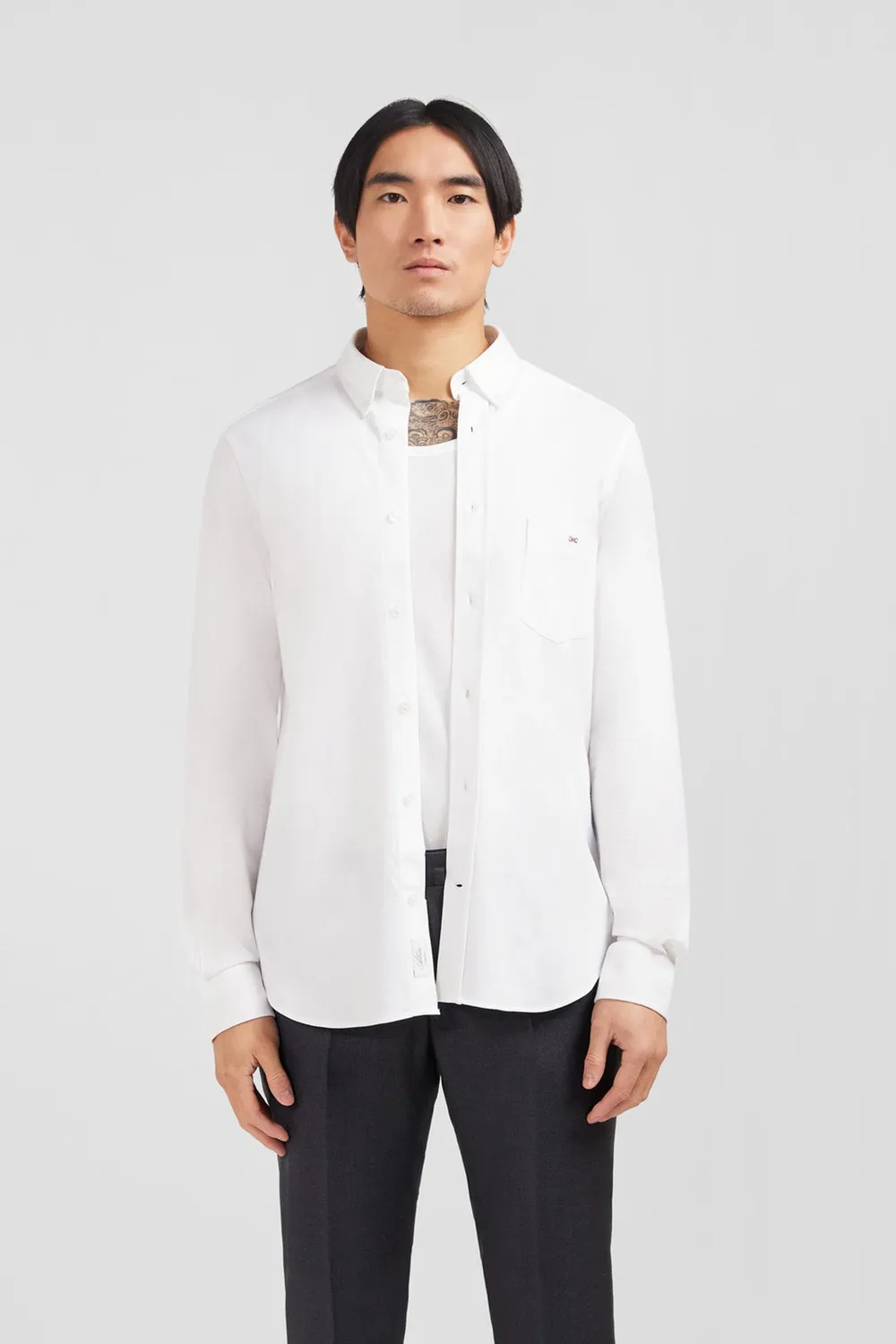 Eden Park chemise pinpoint blanc coton slim col boutonné