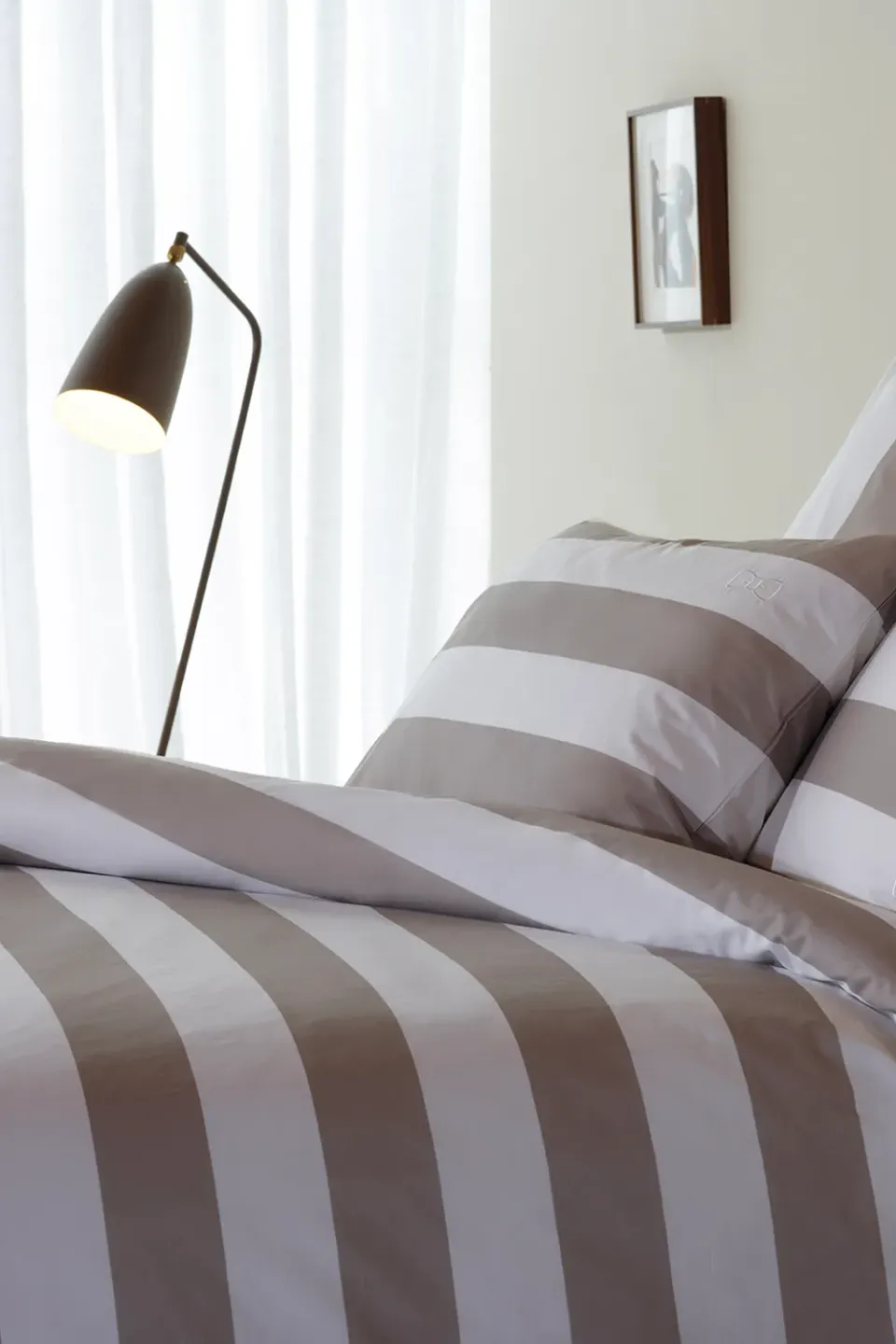 Eden Park housse couette rayures grise 240x220 percale