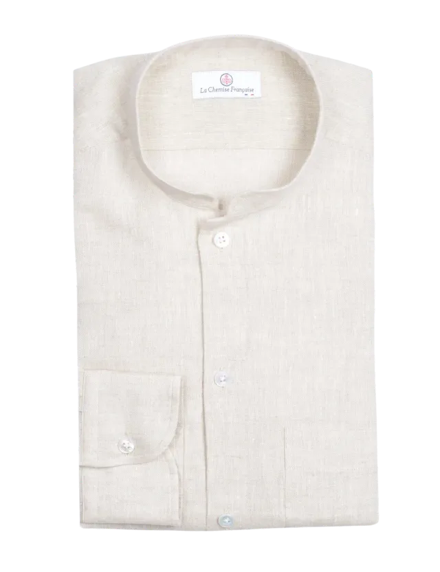 La Chemise Française Lin Normand Sable chemise lin col Mao