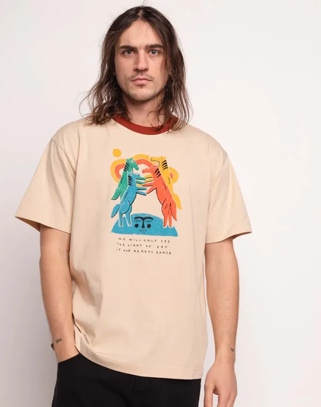 Olow Heart Emotion t-shirt crème coton bio ample