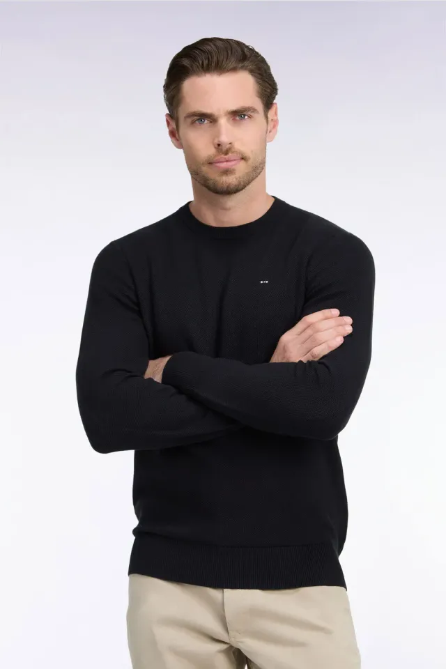 Eden Park H26MAIPU0005 Pull Col Rond Noir Coton
