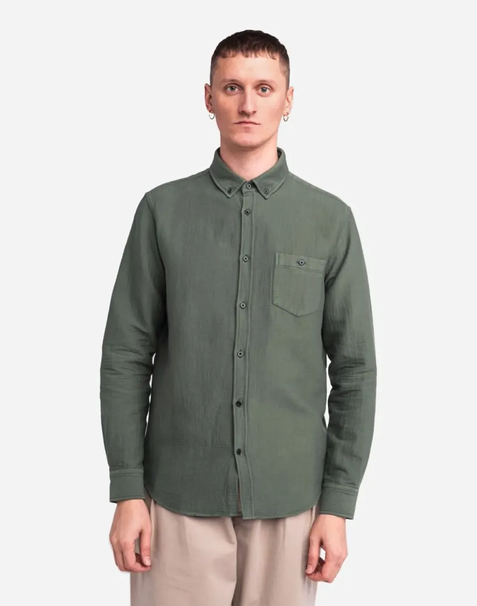 Olow Classico chemise kaki coton texturé