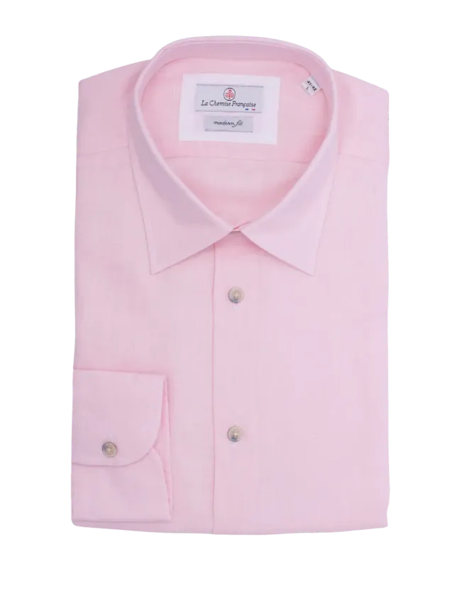 La Chemise Française Lin Normand Rose chemise homme col souple