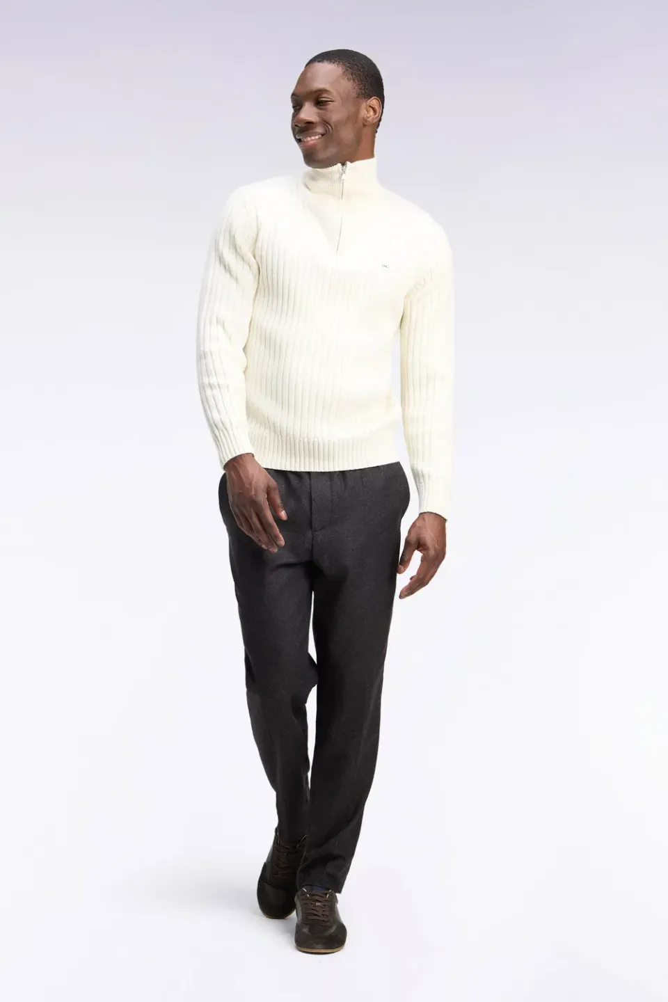 Eden Park Pantalon feutre marron taille élastiquée Modern