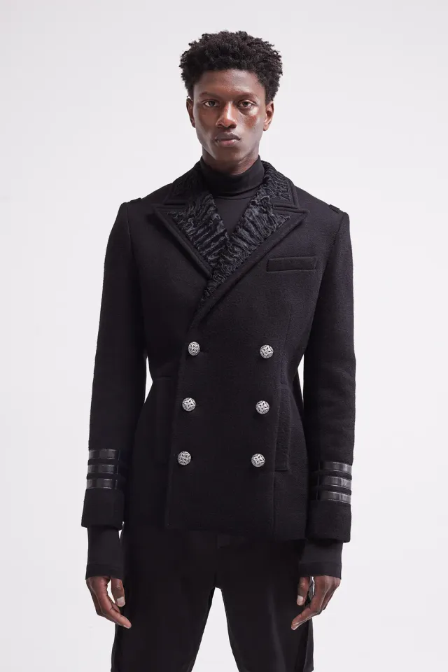 French Deal Amiral Namibia manteau cachemire fourrure