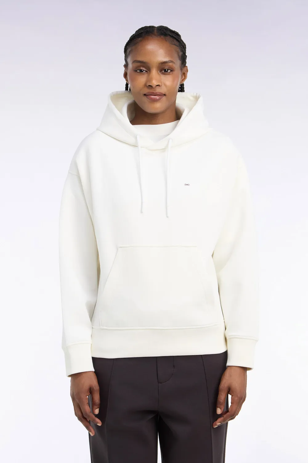 Eden Park Sweat capuche écru interlock coupe loose unisexe