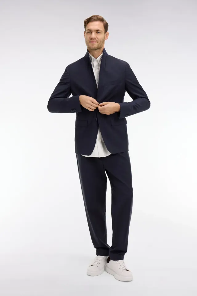 Eden Park blazer bleu foncé laine stretch modern fit