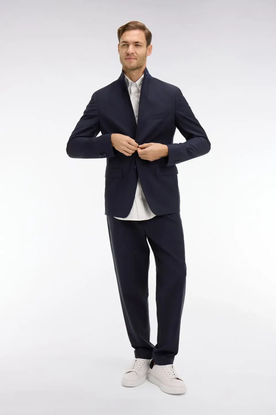 Eden Park blazer bleu foncé laine stretch modern fit