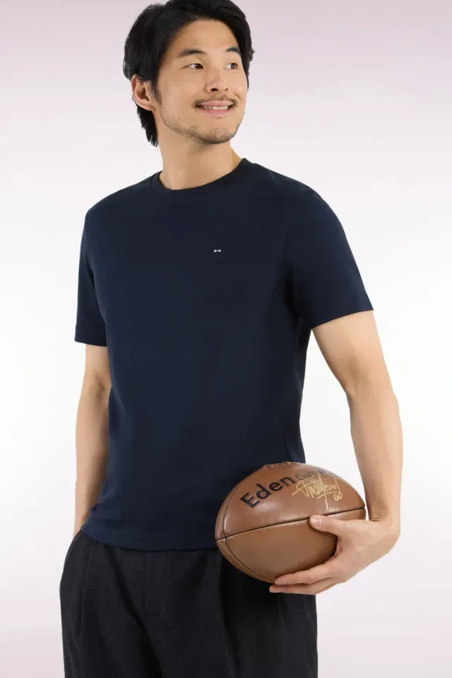 Eden Park H26MAITC0009 t-shirt marine coton coupe droite
