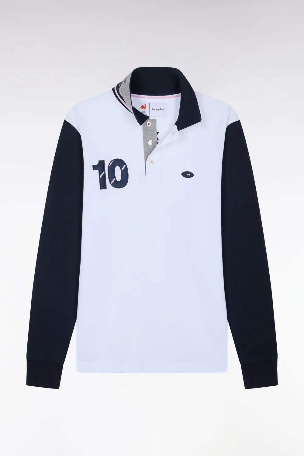 Eden Park XV France polo blanc manches longues coton