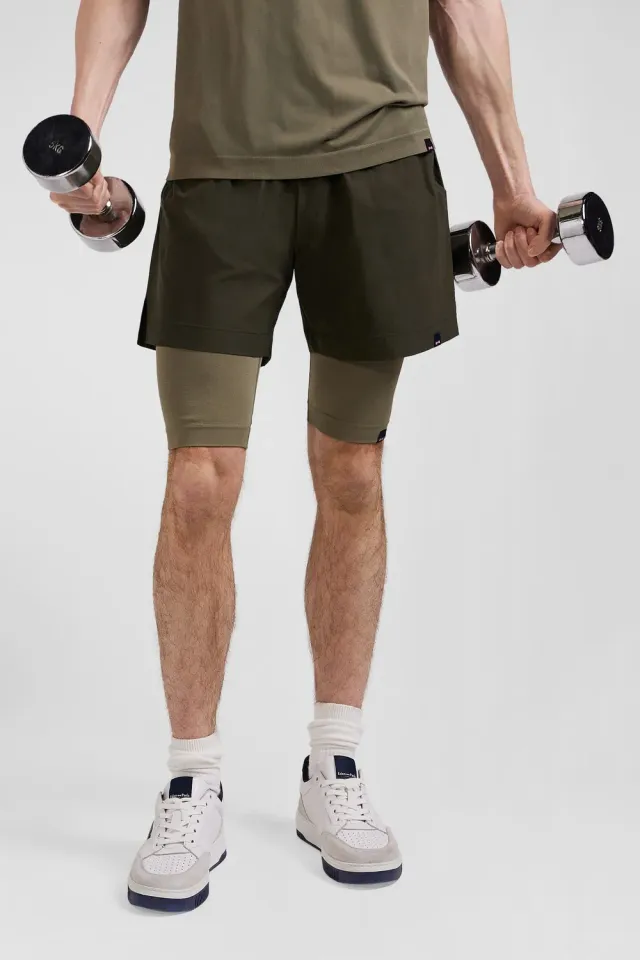 Eden Park Cycliste sport kaki polyamide stretch genoux