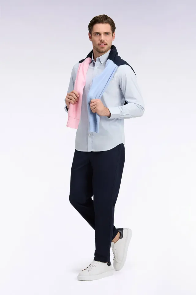 Eden Park chino piqué coton stretch marine regular homme