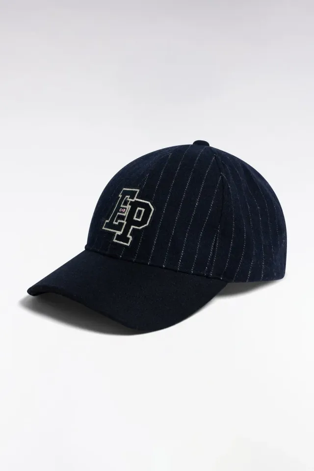 Eden Park College casquette drap de laine marine TU rayée