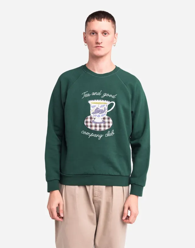 OLOW Cup of Tea sweat vert foret coton bio molleton