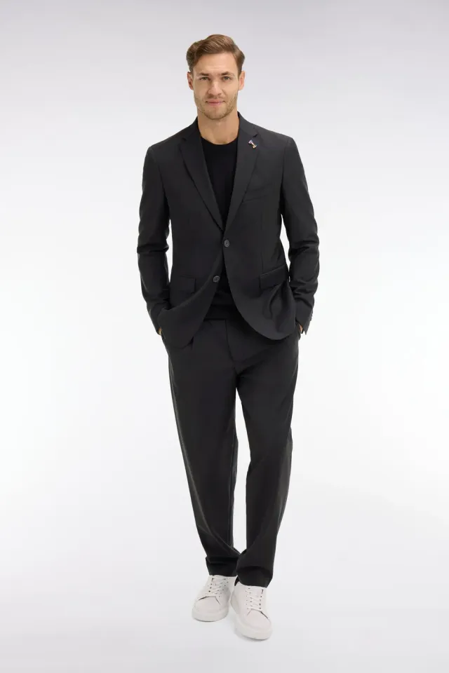 Eden Park blazer homme laine gris foncé stretch lavable