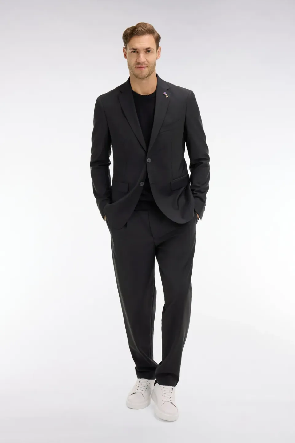 Eden Park blazer homme laine gris foncé stretch lavable