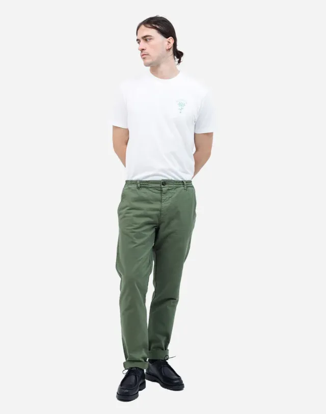 OLOW Chino pantalon homme vert olive serge coton