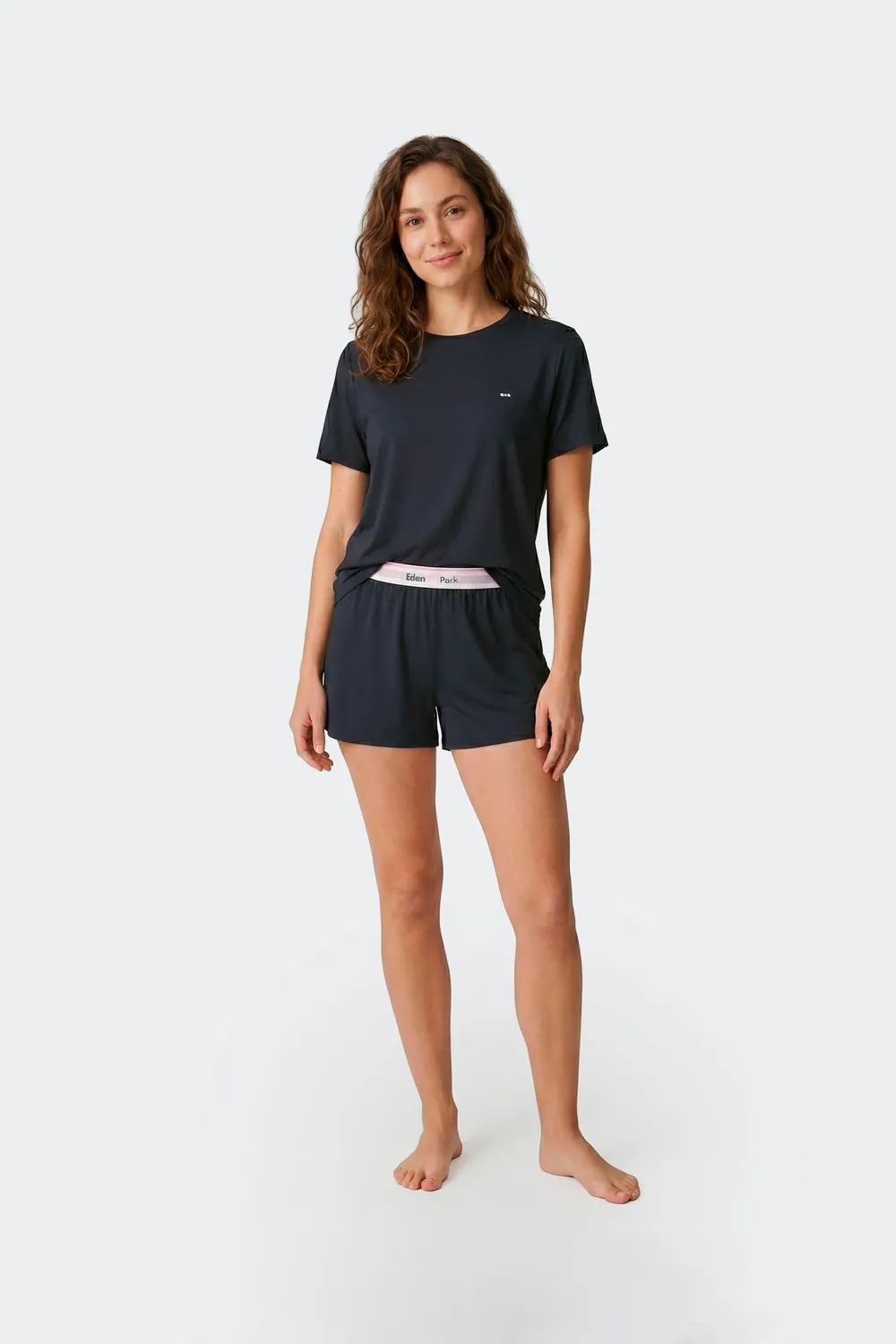 Eden Park ensemble pyjama court Tencel femme marine