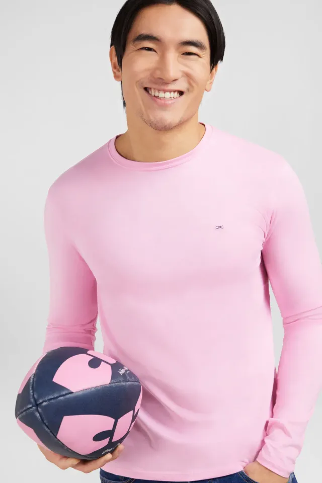 Eden Park t-shirt rose manches longues coton Pima homme