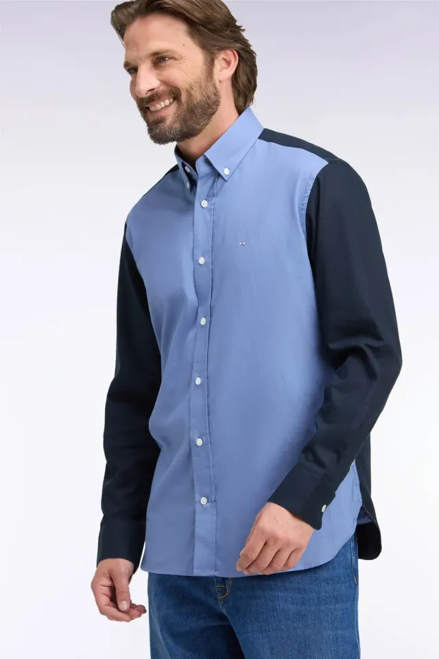 Eden Park Tricolore chemise oxford ciel bicolore homme