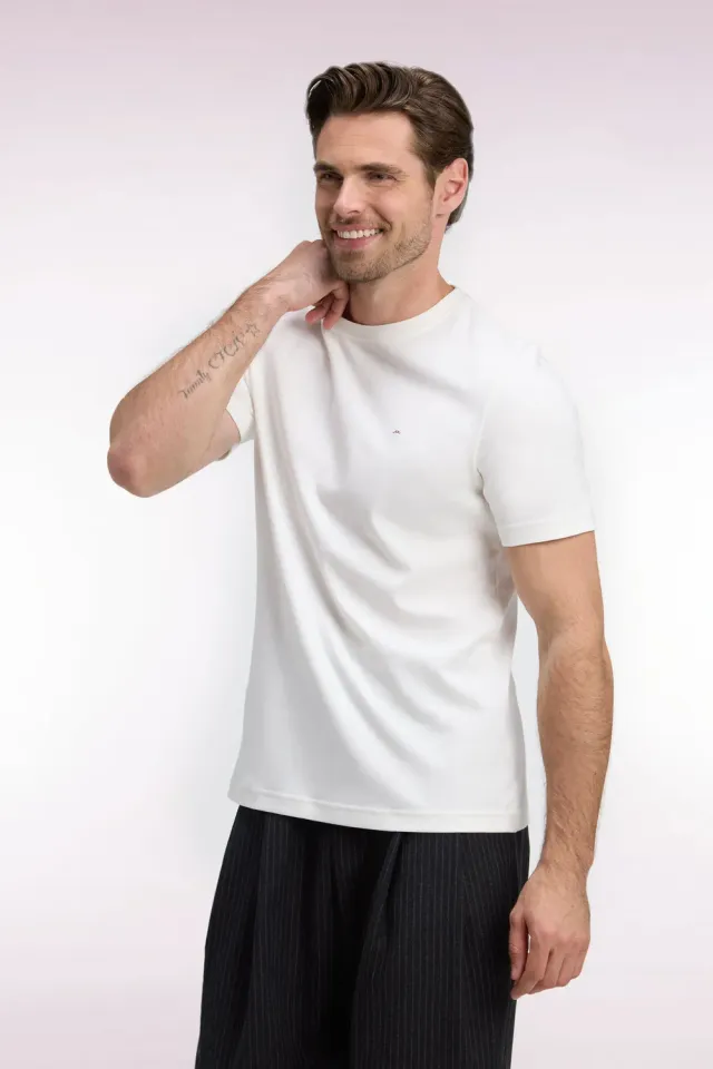 Eden Park t-shirt coton écru manches courtes coupe droite