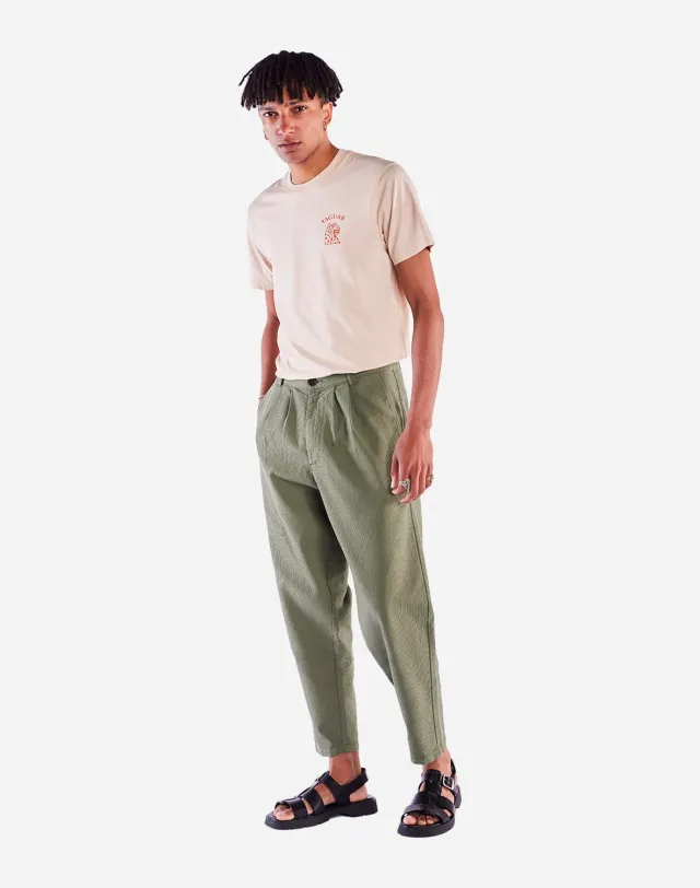 Olow Swing pantalon vert olive coton taille haute