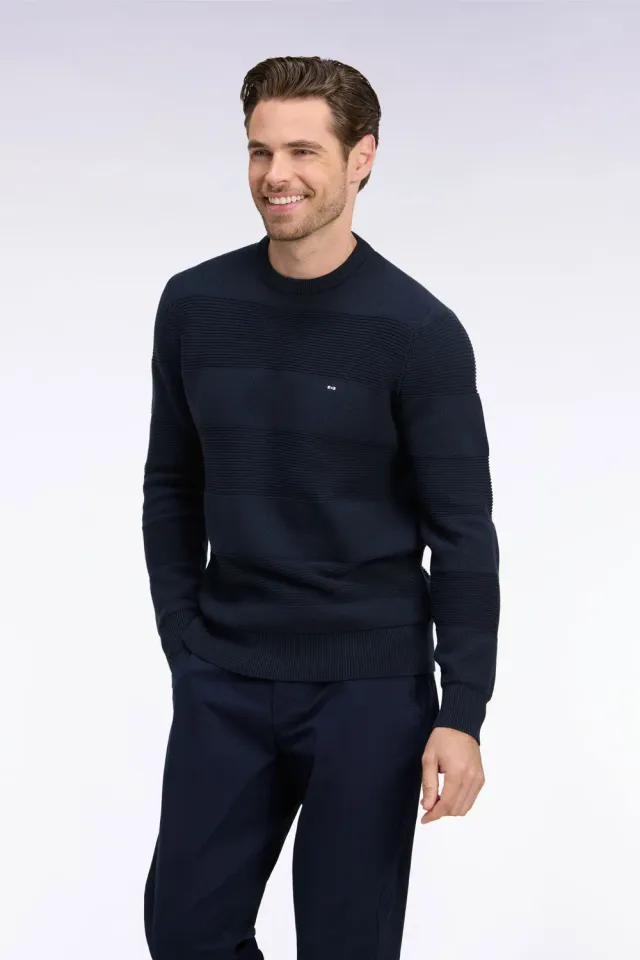Eden Park pull col rond maille marine rayures regular