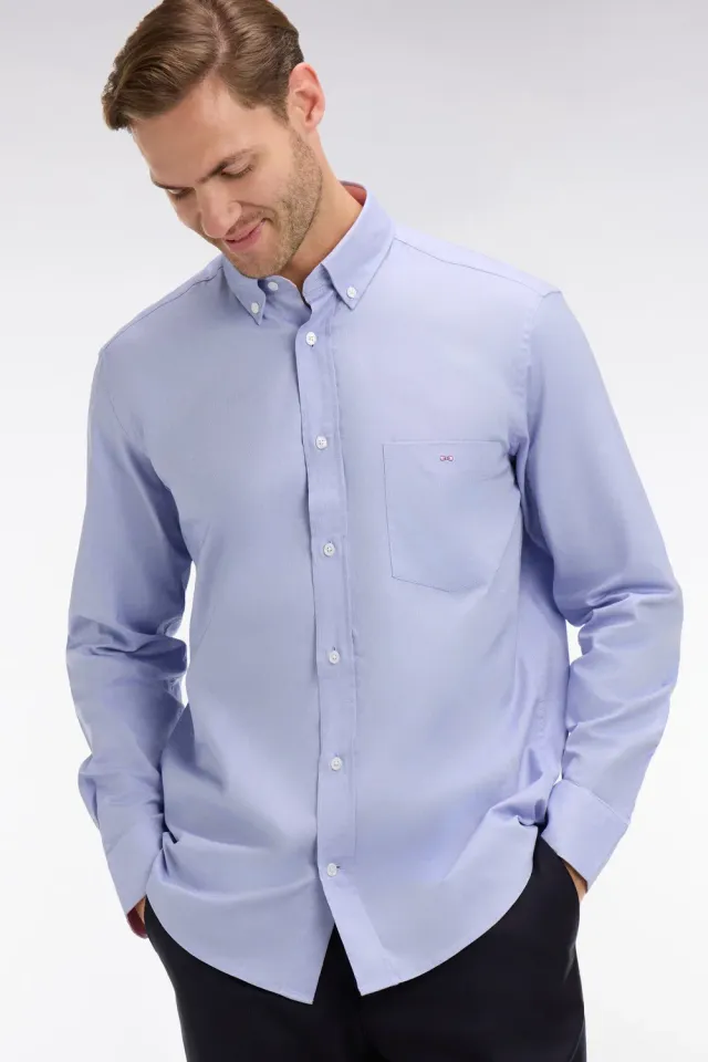 Eden Park chemise oxford coton bleue regular nœud papillon