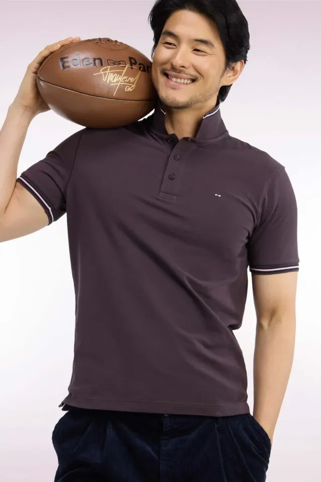 Eden Park Legend Rugby polo marron piqué coton coupe droite