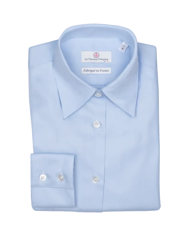 La Chemise Française Twill Fin chemisier femme bleu ciel