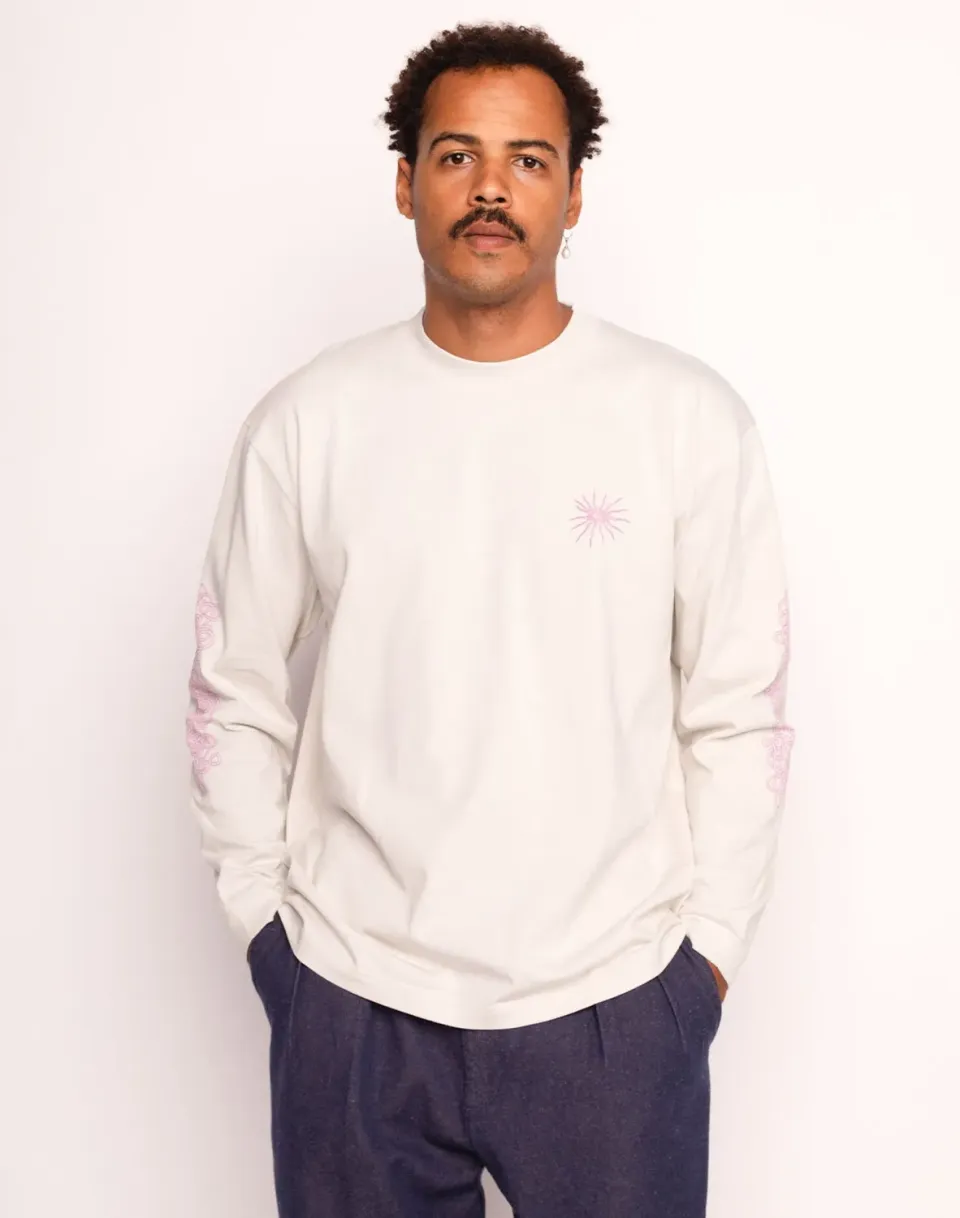 Olow Interconnexion t-shirt manches longues gris perle coton bio