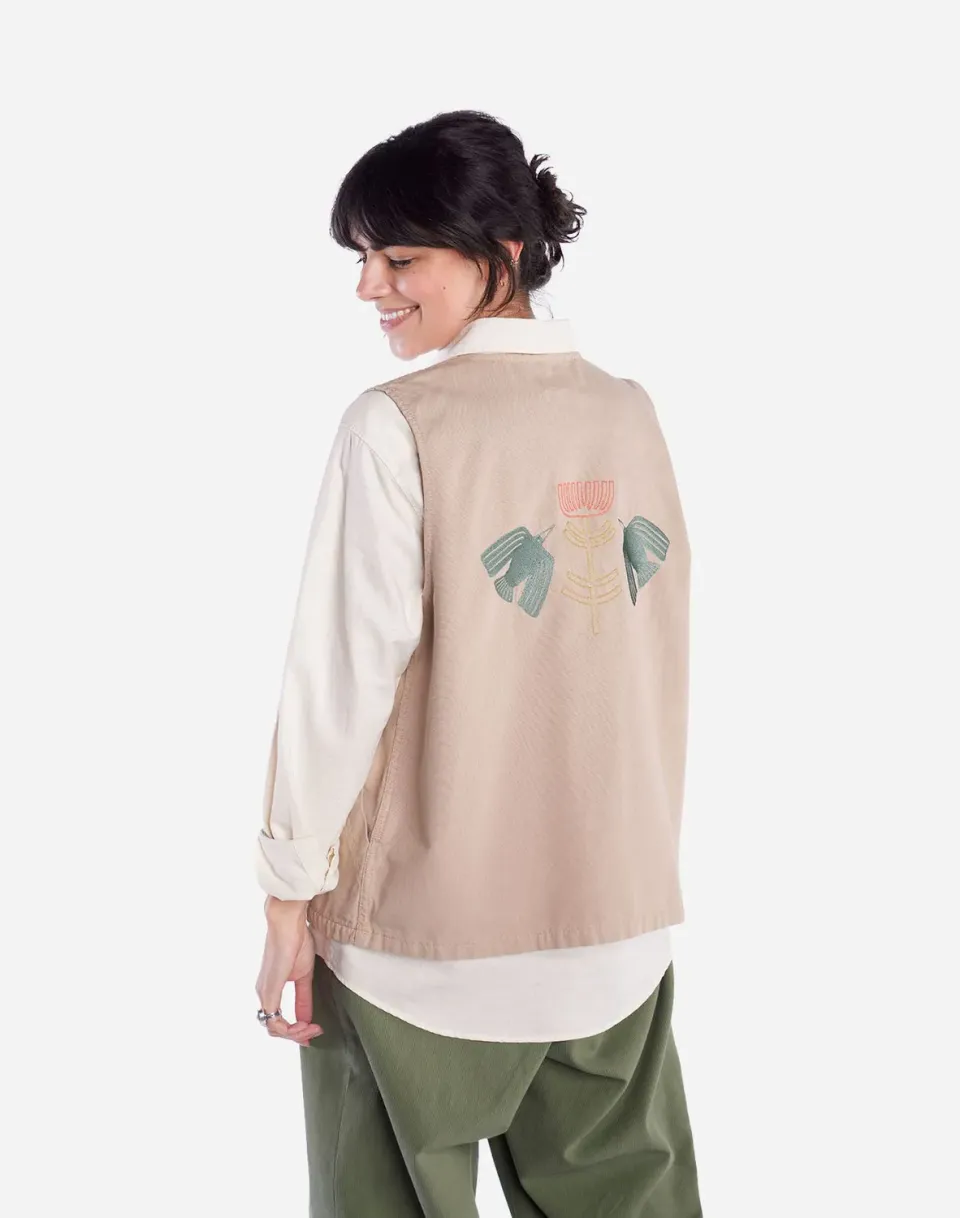 OLOW Orni veste sans manches beige brodée