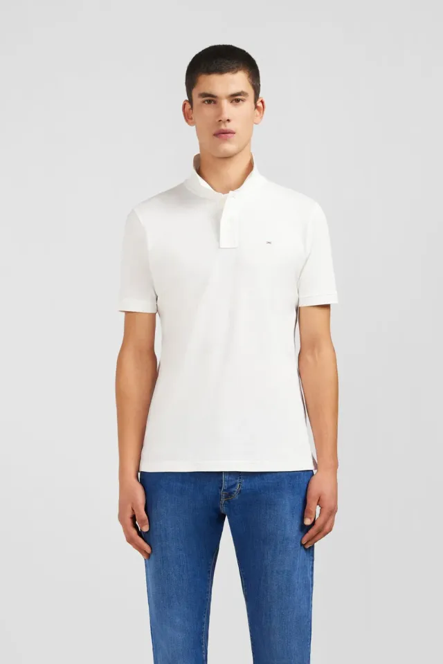 Eden Park Polo blanc coton pima stretch manches courtes