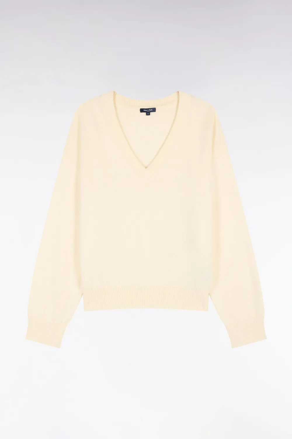 Eden Park pull femme écru col V laine coton oversized