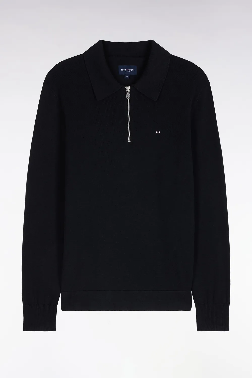 Eden Park Après Match pull col polo zippé noir coton viscose