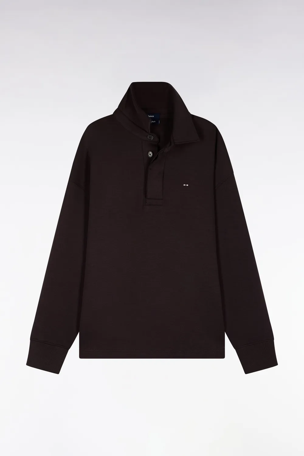 Eden Park Sweatshirt Col Maillot Interlock Marron Unisexe
