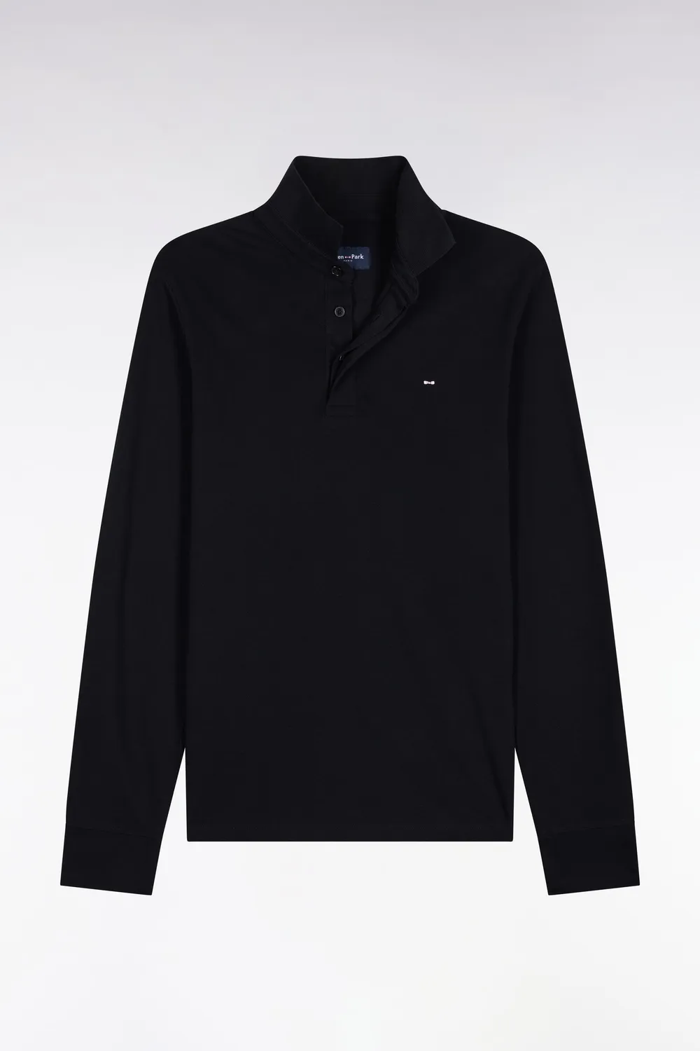Eden Park polo manches longues coton stretch noir slim