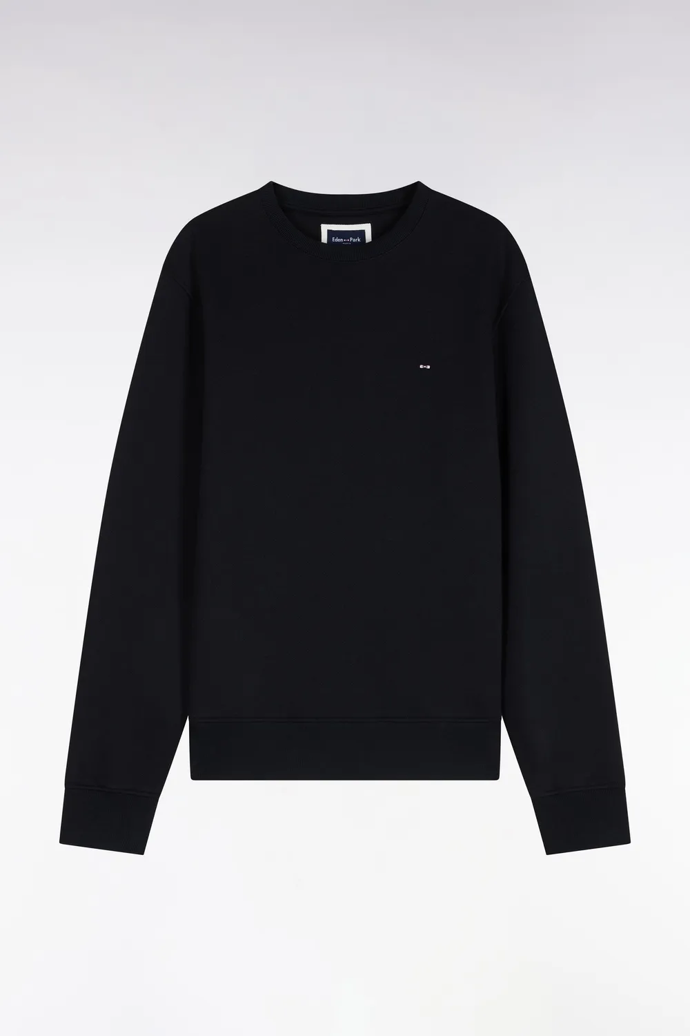 Eden Park sweat col rond molleton coton noir coupe droite