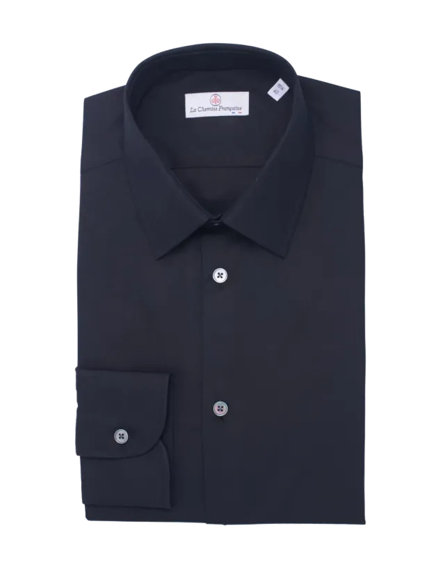 La Chemise Française Noire chemise homme popeline col français