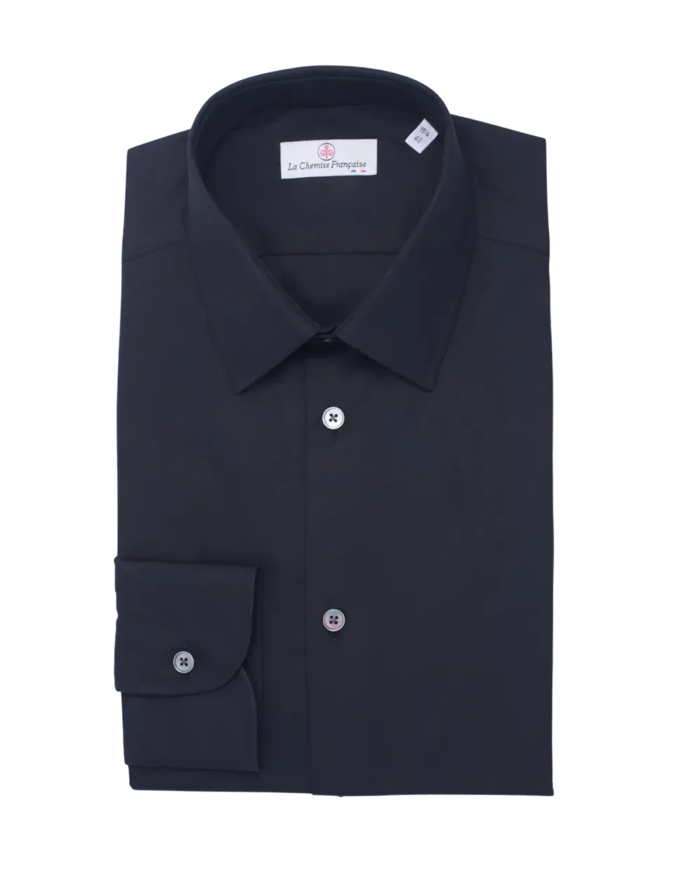 La Chemise Française Noire chemise homme popeline col français