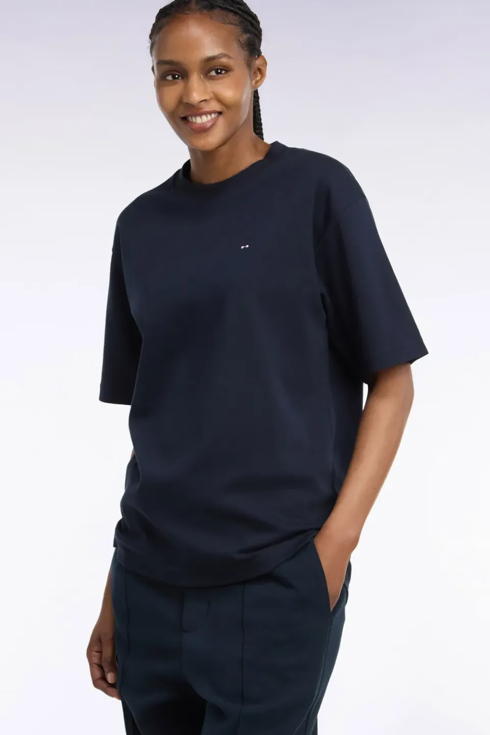 Eden Park t-shirt col rond marine coupe loose unisexe