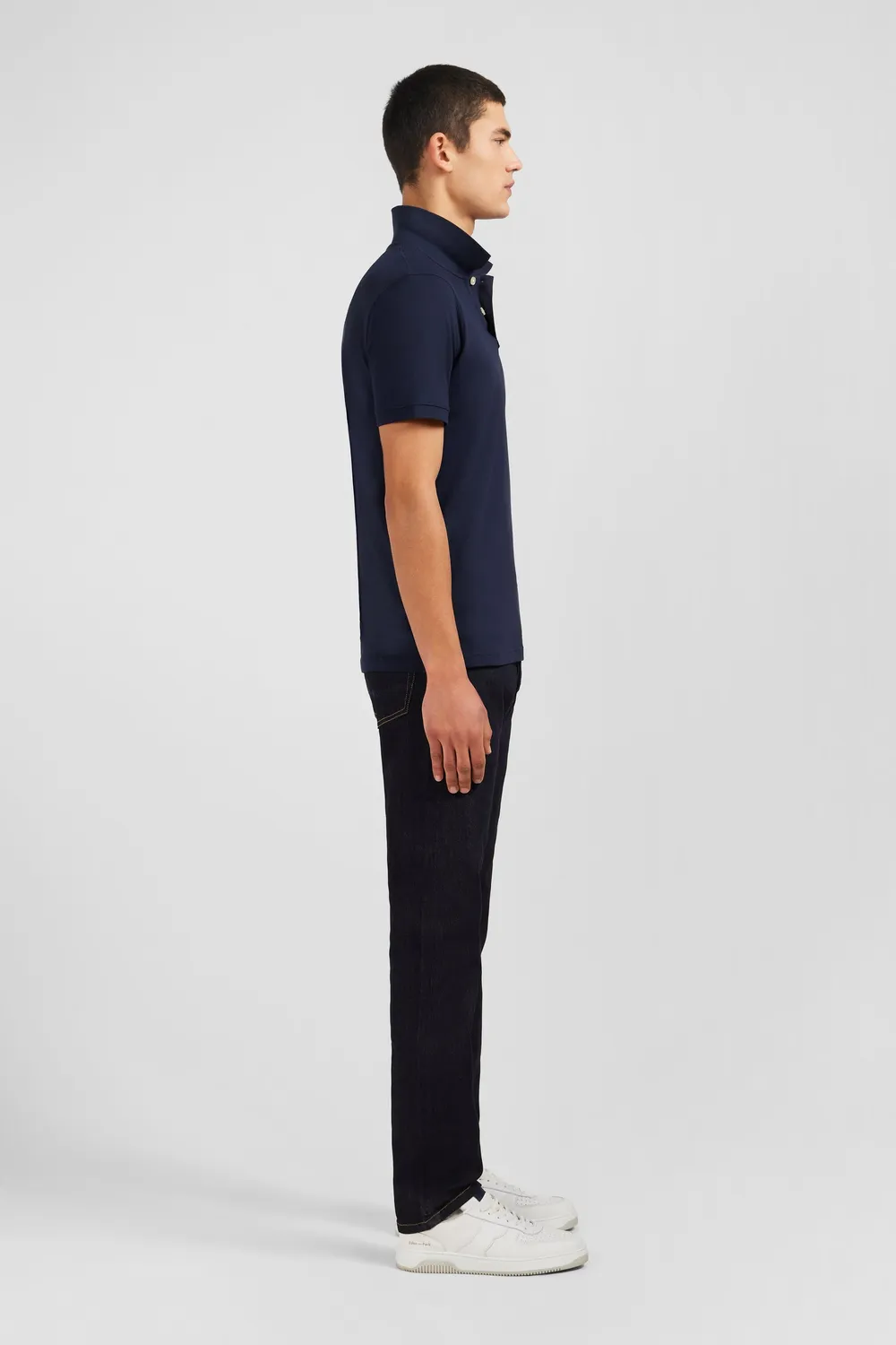 Eden Park polo bleu marine coton pima homme manches courtes