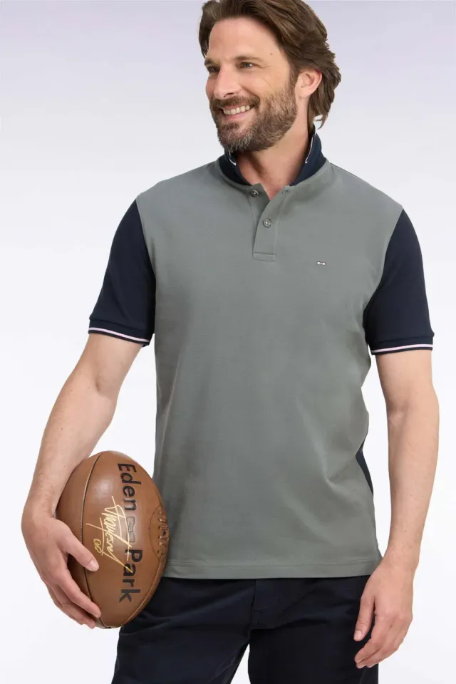 Eden Park polo piqué coton vert marine brodé