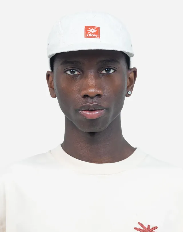 OLOW Five Panel Flower casquette écru coton lin